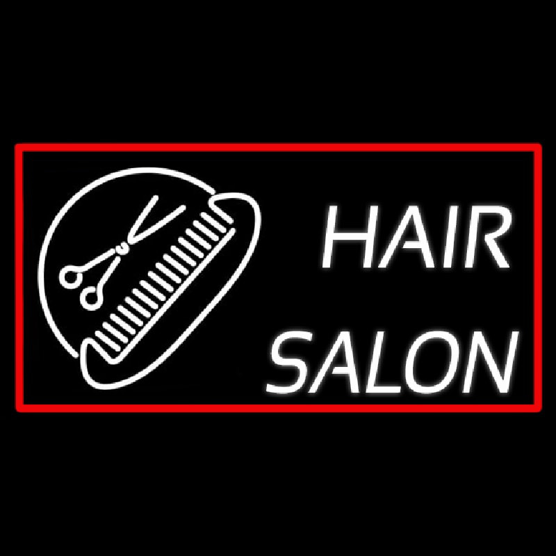 Hair Salon With Scissor And Comb Neontábla