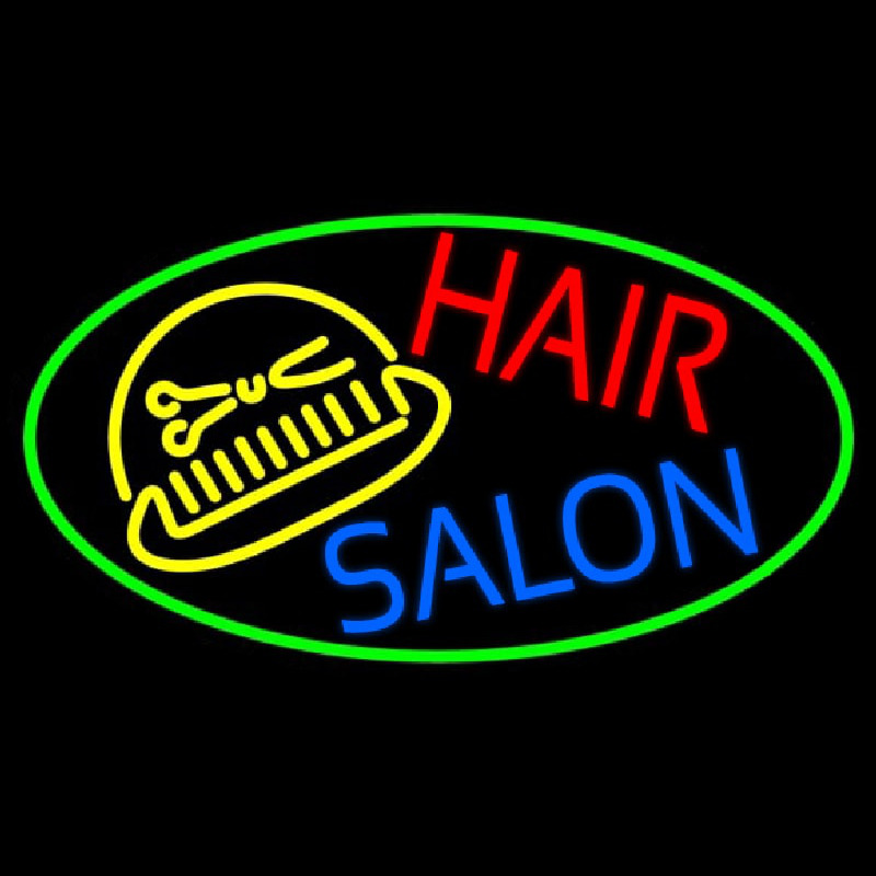 Hair Salon With Scissor And Comb Neontábla