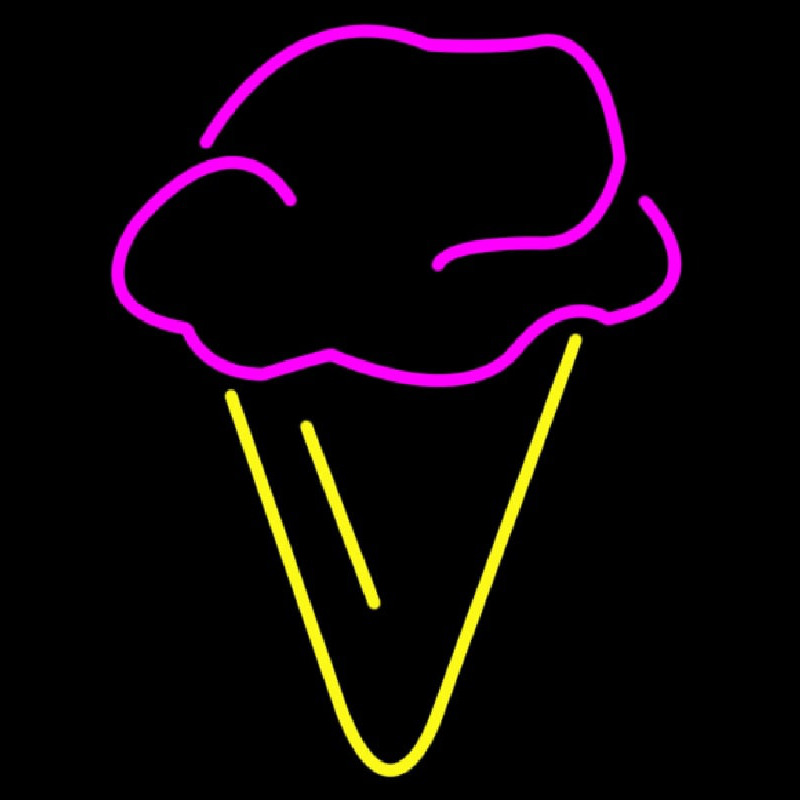 Hard Ice Cream In Pink With Yellow Cone Neontábla