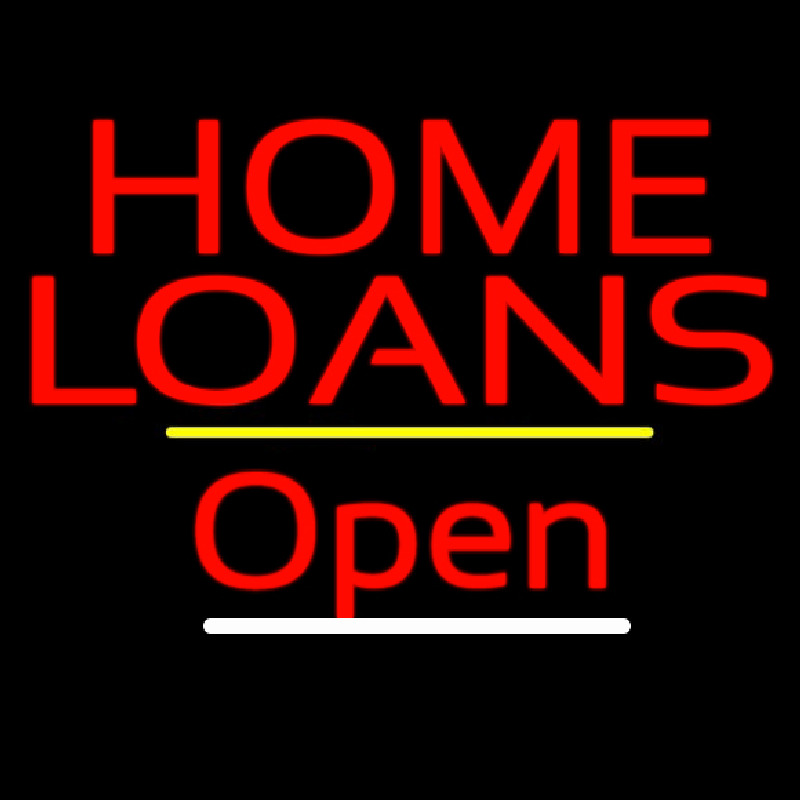 Home Loans Open Yellow Line Neontábla