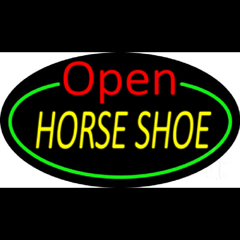 Horseshoe Open With Green Border Neontábla