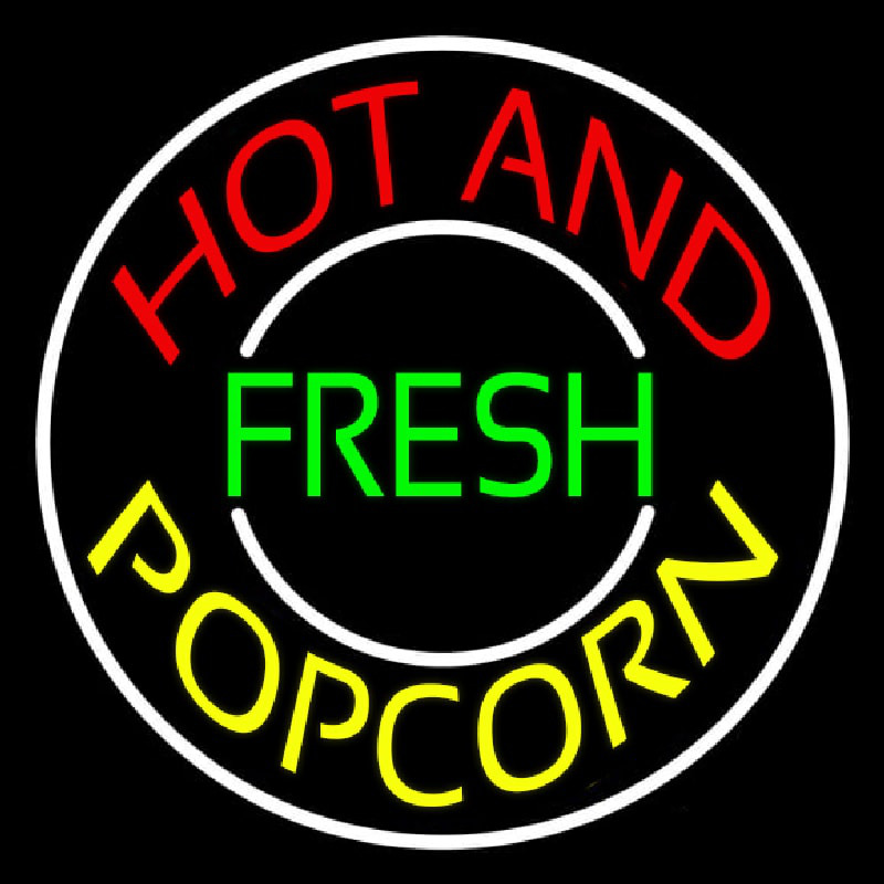 Hot And Fresh Popcorn With Border Neontábla