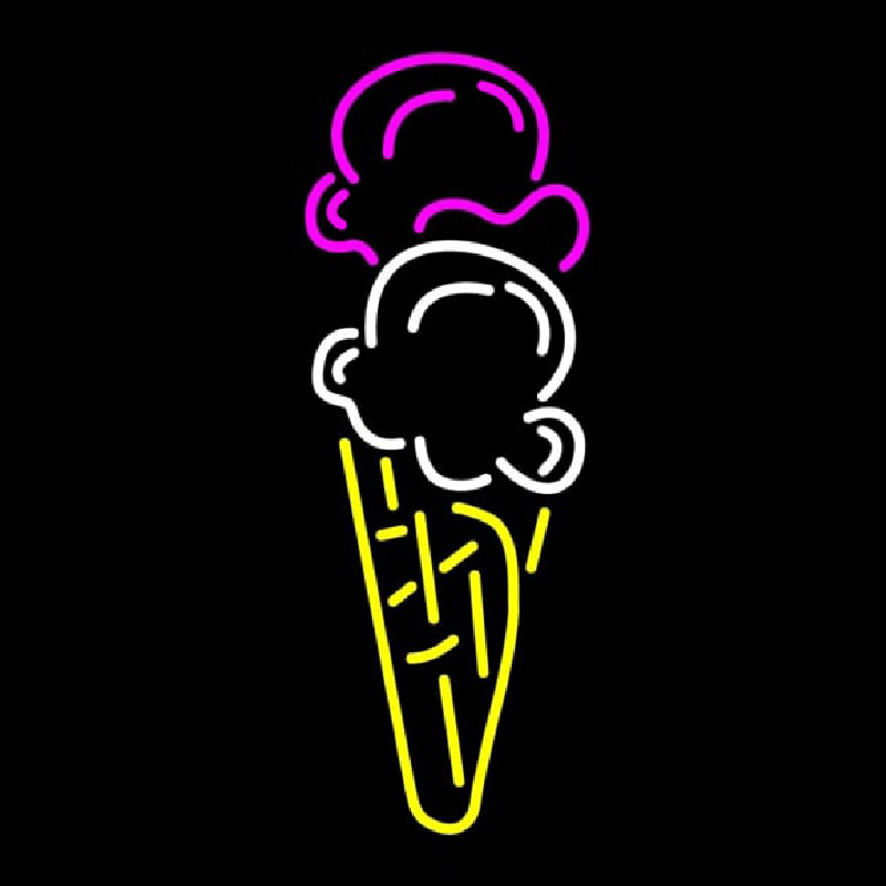 Ice Cream Cone Double Scoop Logo Neontábla