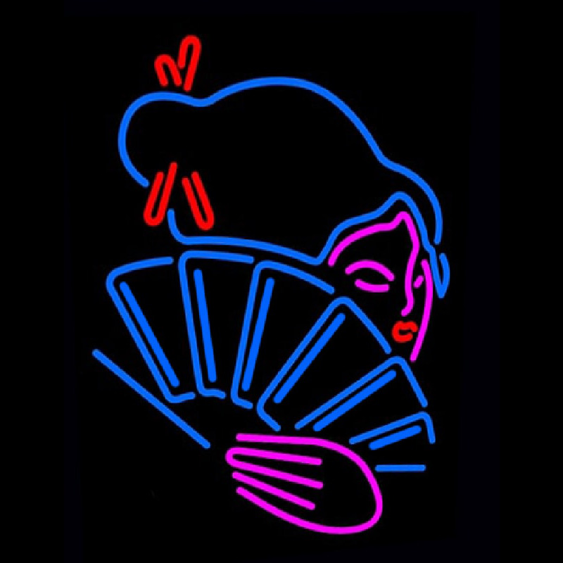 Japanese Girl With Fan Neontábla