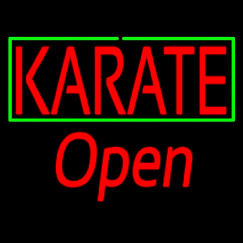 Karate Script1 Open Green Line Neontábla