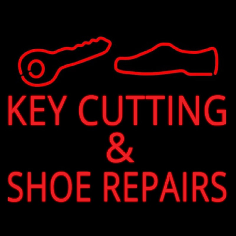 Key Cutting And Shoe Repairs Logo Neontábla