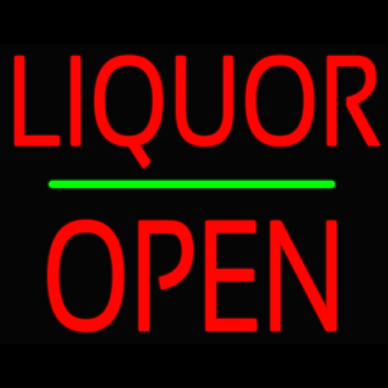 Liquor Block Open Green Line Neontábla