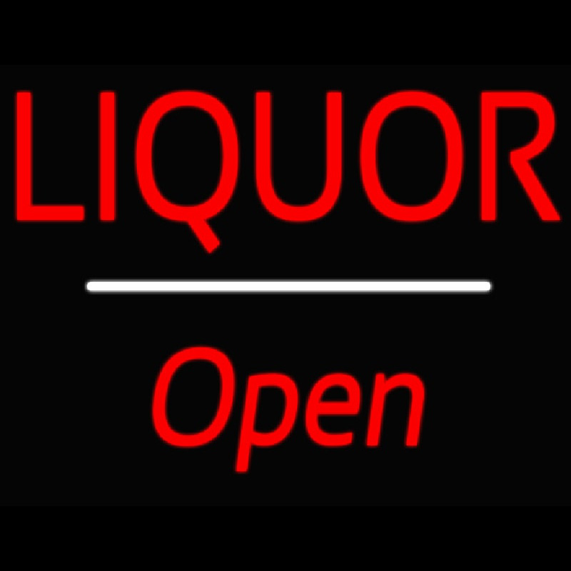 Liquor Open White Line Neontábla