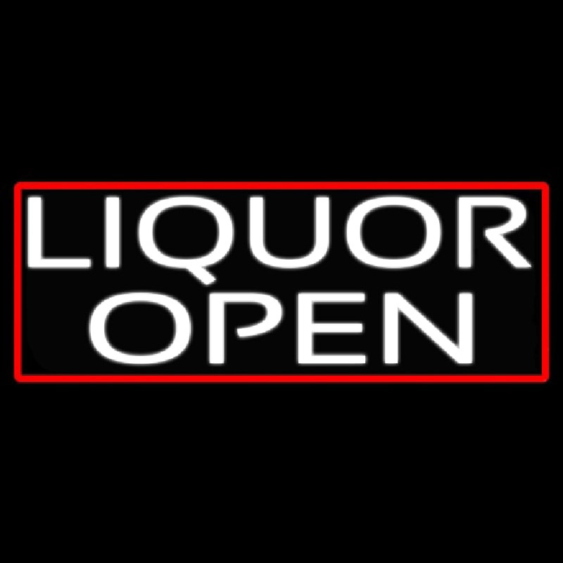 Liquor Open With Red Border Neontábla