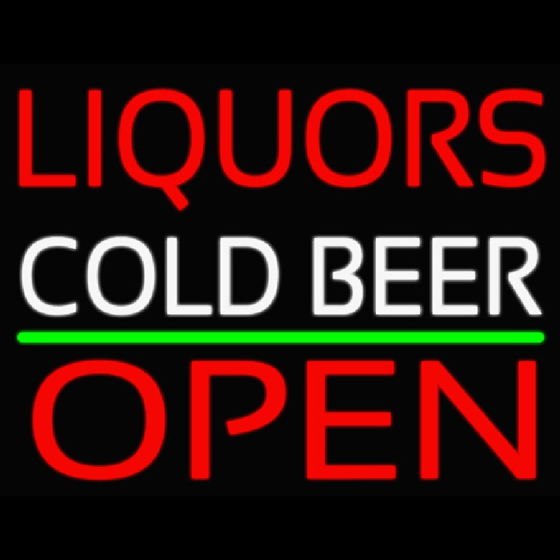 Liquors Cold Beer Open 1 Neontábla