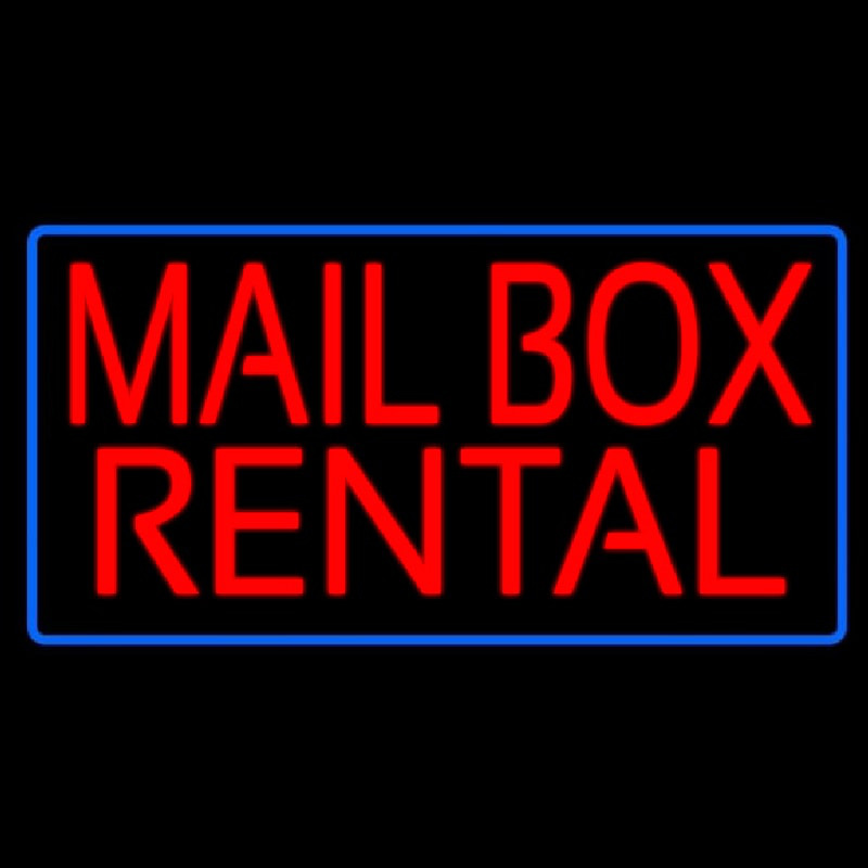 Mail Bo  Rental Blue Border Neontábla