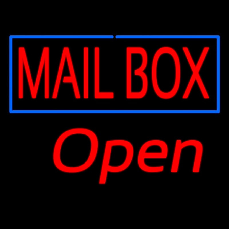 Mailbo  Blue Border Open Neontábla