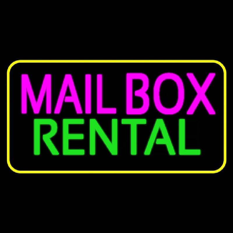 Mailbo  Rental Block Yellow Border Neontábla