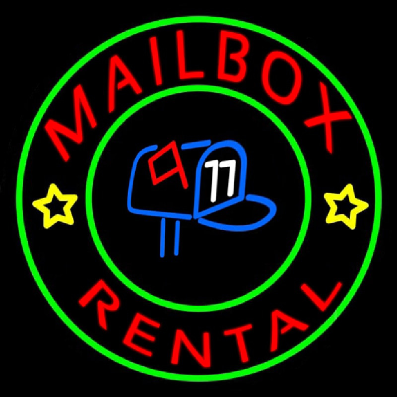 Mailbo  Rental Center Logo Neontábla