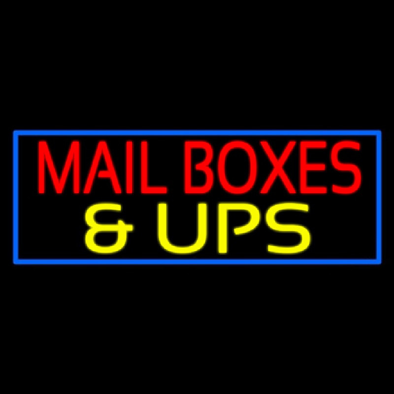 Mailbo es And Ups Block Blue Border Neontábla