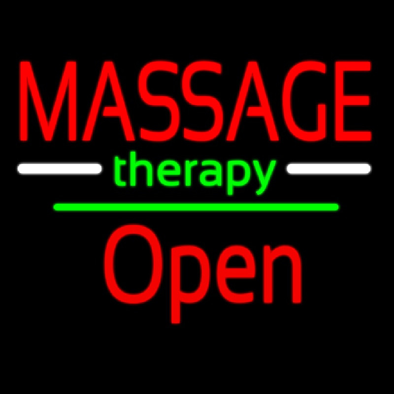 Massage Therapy Open White Line Neontábla