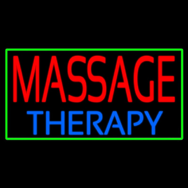 Massage Therapy With Green Border Neontábla