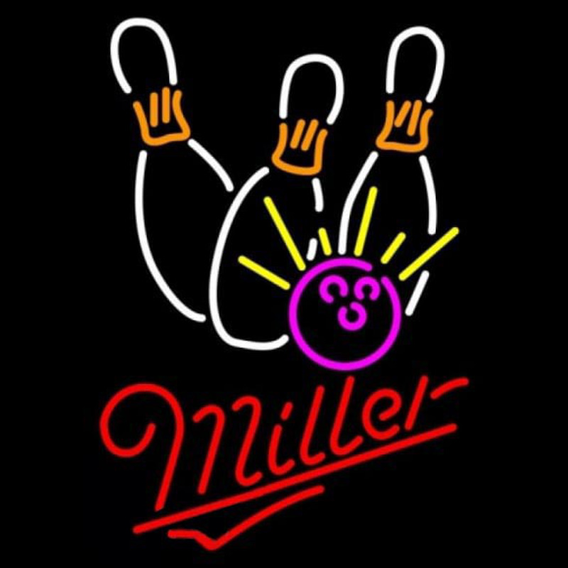 Miller Bowling White Pink Beer Sign Neontábla