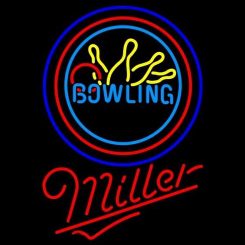 Miller Bowling Yellow Blue Beer Sign Neontábla