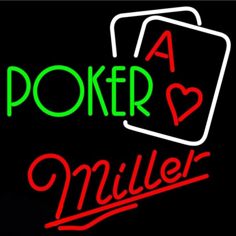 Miller Green Poker Beer Sign Neontábla