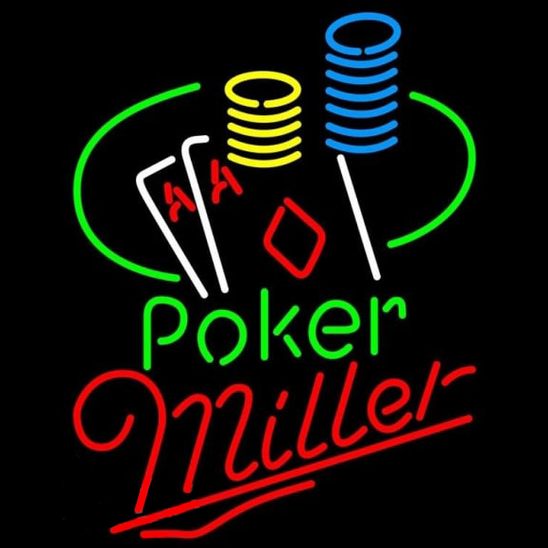 Miller Poker Ace Coin Table Beer Sign Neontábla