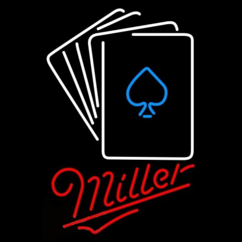 Miller Poker Cards Beer Sign Neontábla