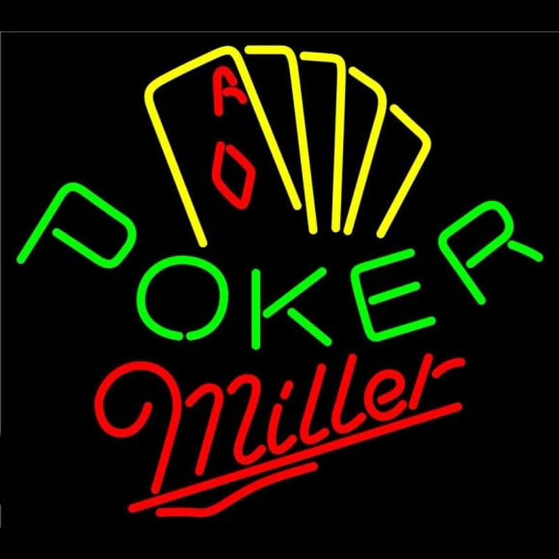 Miller Poker Yellow Beer Sign Neontábla