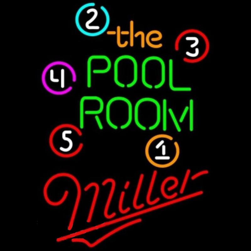 Miller Pool Room Billiards Beer Sign Neontábla