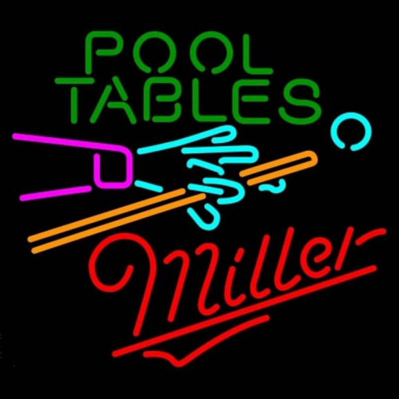 Miller Pool Tables Billiards Beer Sign Neontábla