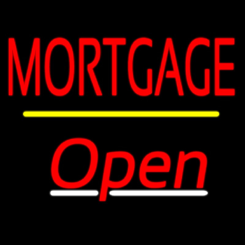 Mortgage Open Yellow Line Neontábla