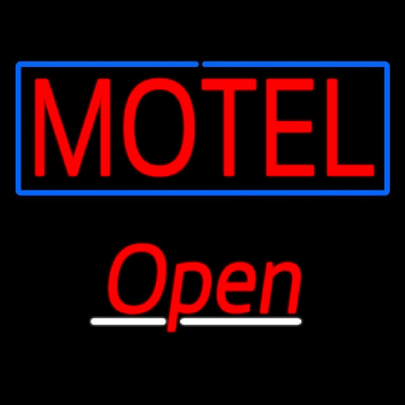 Motel With Blue Border Open Neontábla