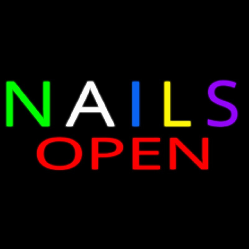 Multi Colored Nails Open Neontábla