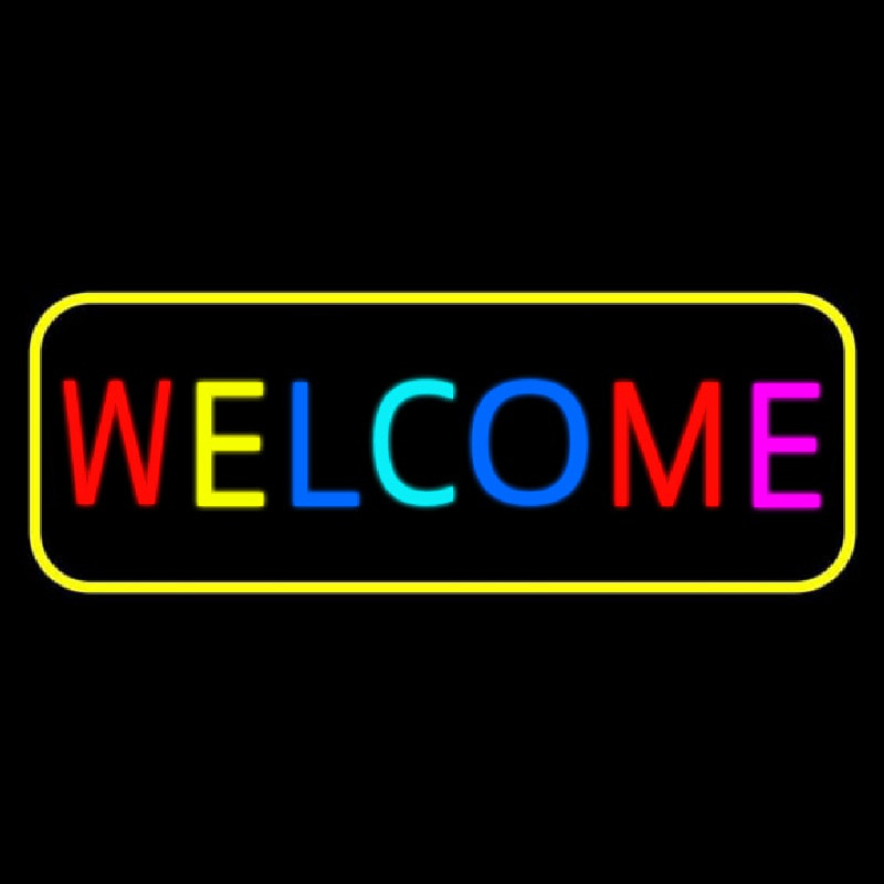 Multi Colored Welcome Bar With Yellow Border Neontábla