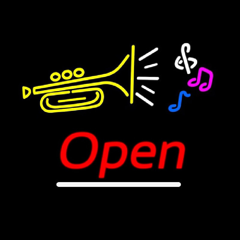 Music Logo Open Neontábla