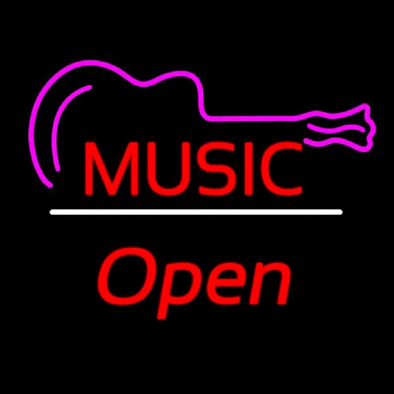 Music Logo Open White Line Neontábla