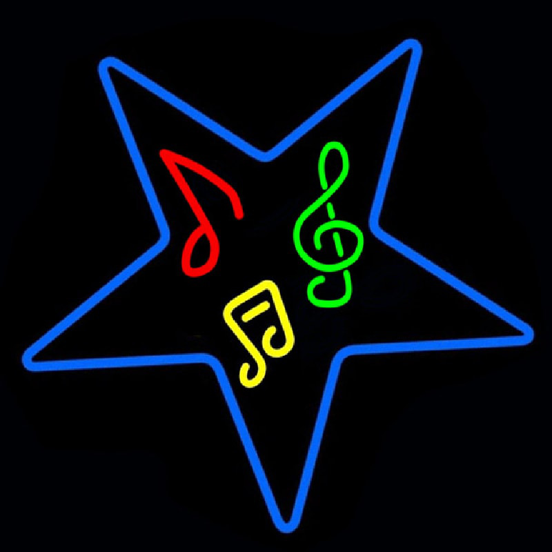 Musical Notes In Star Neontábla