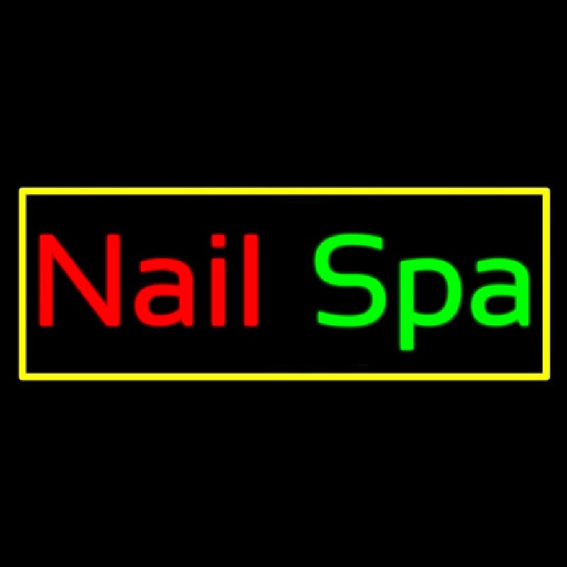 Nail Spa With Yellow Border Neontábla