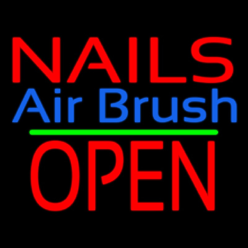 Nails Airbrush Block Open Green Line Neontábla