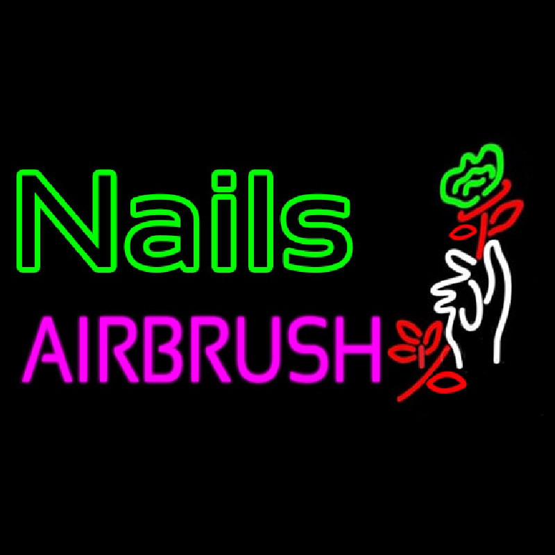 Nails Airbrush With Flower Neontábla