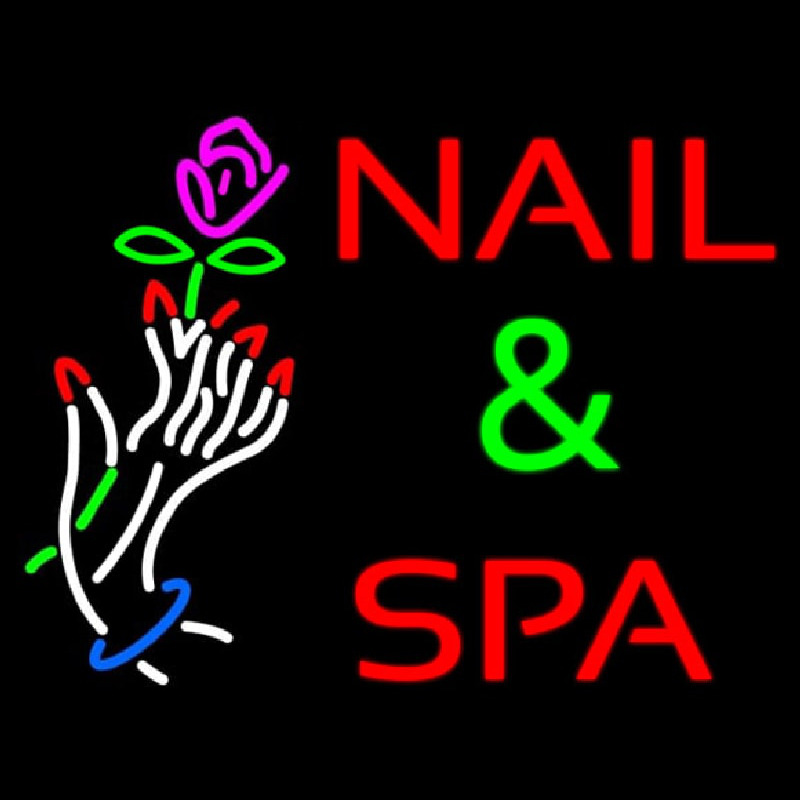 Nails And Spa With Nails And Flower Neontábla