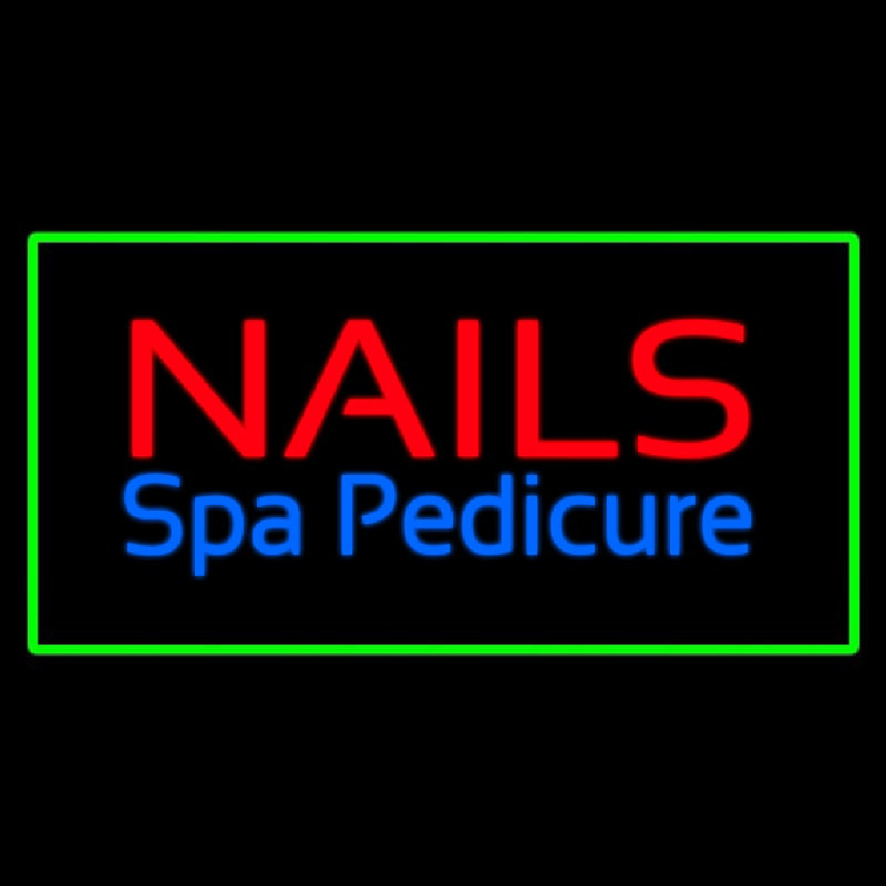 Nails Spa Pedicure Green Border Neontábla