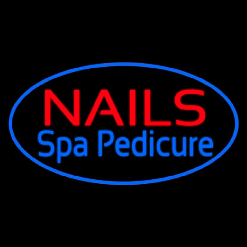 Nails Spa Pedicure Oval Blue Neontábla