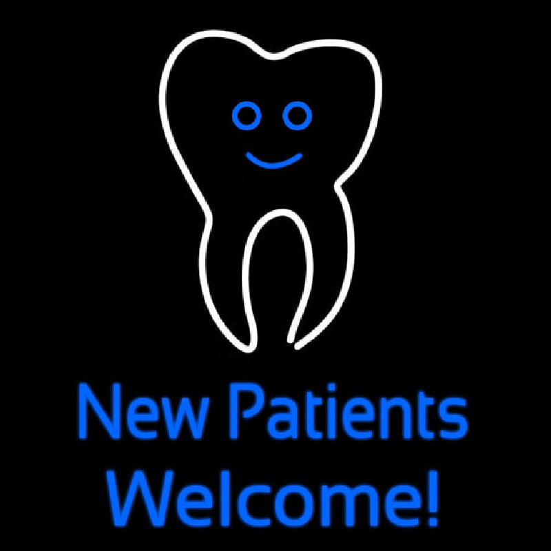 New Patients With Tooth Logo Neontábla