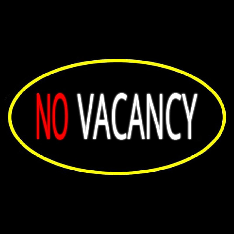 No Vacancy Oval Yellow Neontábla