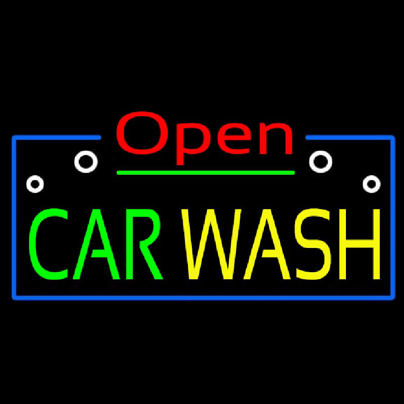 Open Car Wash Block Neontábla