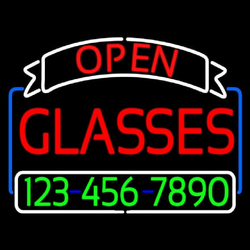 Open Glasses With Number Neontábla