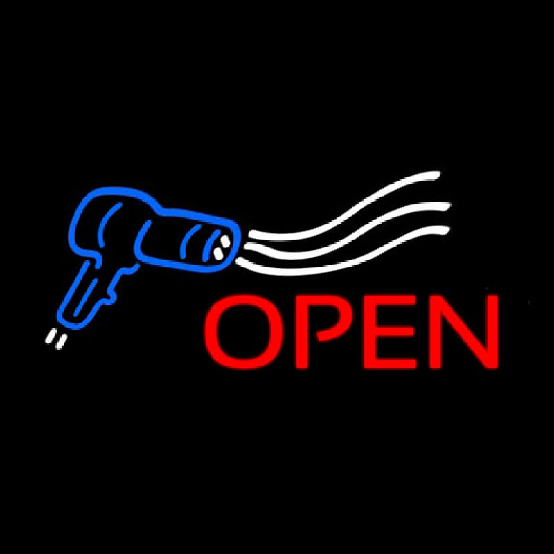 Open Hair Dryer Logo Neontábla