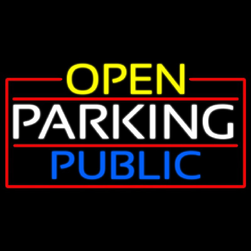 Open Parking Public With Red Border Neontábla