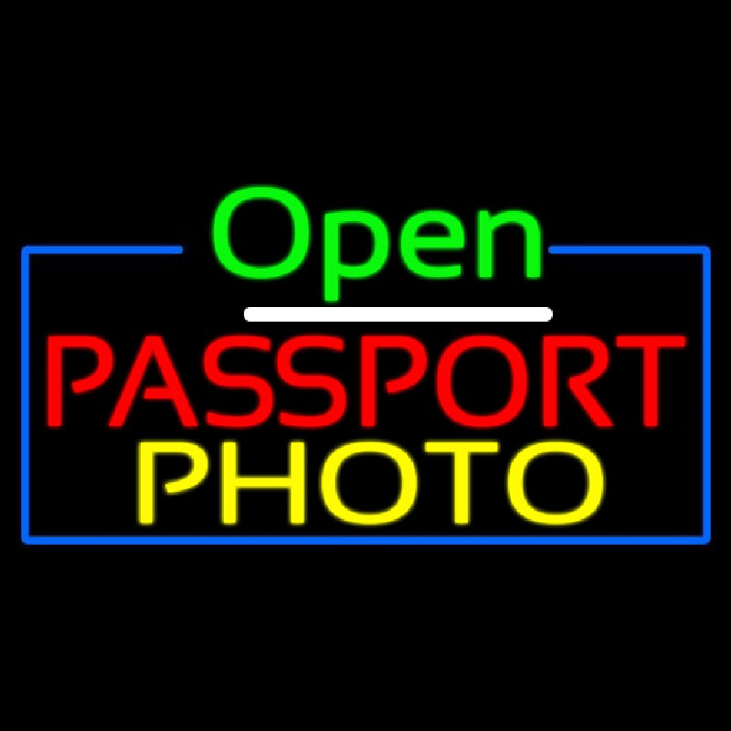 Open Passport Photo Neontábla