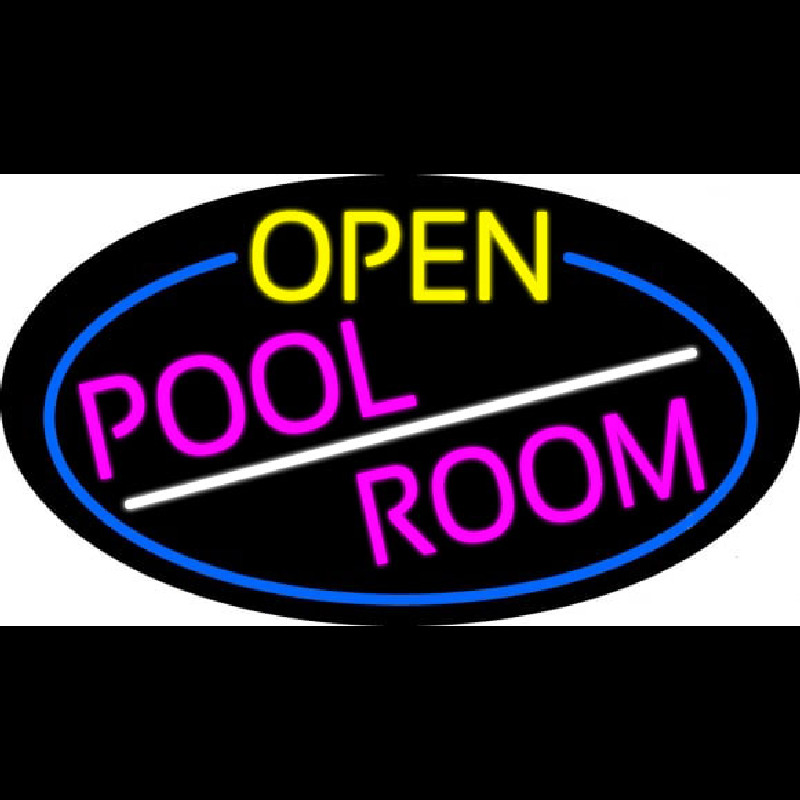 Open Pool Room Oval With Blue Border Neontábla